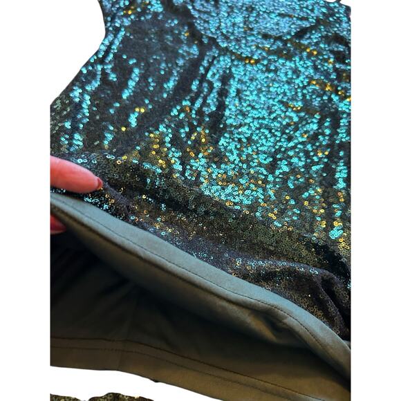 The Vintage Shop  Green Sequined One Shoulder Dress - Size L - Picture 8 of 14